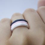 Navy Blue Geo Stackable Silicone Ring